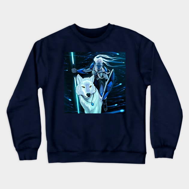 Elf with white wolf Crewneck Sweatshirt by ddraw